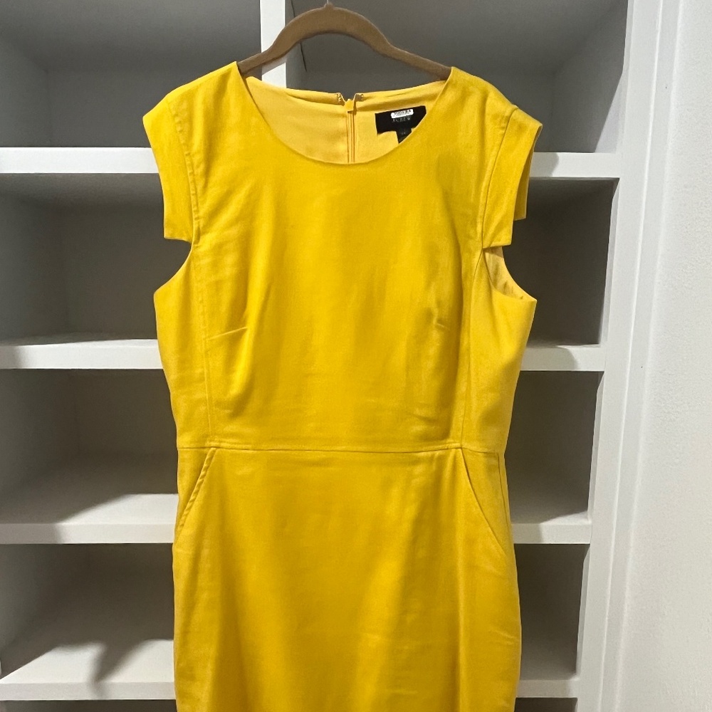 J Crew Yellow Linen Blend Resume Dress Size 14